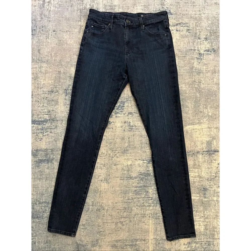 AG Adriano Goldschmied Dark Blue The Farrah Skinny High Rise Jeans 27R